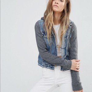 Hollister Hooded Sweater Jean Jacket Women's Gray